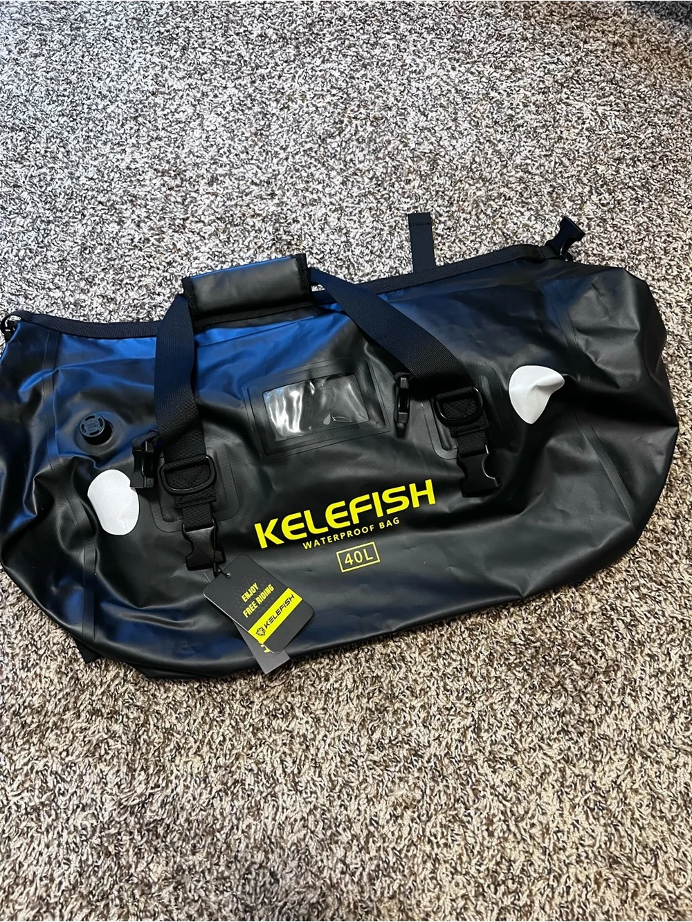 40L Waterproof Black Duffel Bag - Heavy-Duty Travel Gear